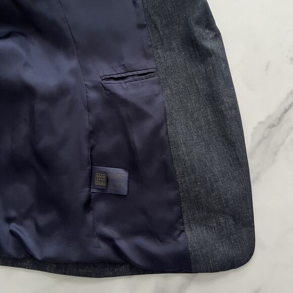 Brooks Brothers Linen Blazer Denim Blue Size 12 Preppy Nautical Logo Chic jacket - Picture 9 of 11